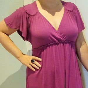 Fuchsia V-Neck Jersey Dress